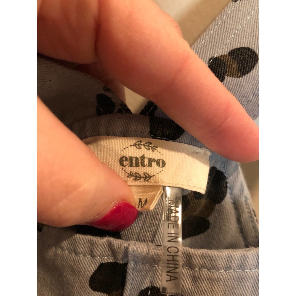 Entro Overalls dress Light grey Blue Leopard Spots with skirt bottom Size Medium - Picture 5 of 9